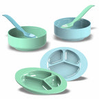 Kit Alimentação Bebê Pratinhos + Potinhos + Talher Infantis 6 Peças