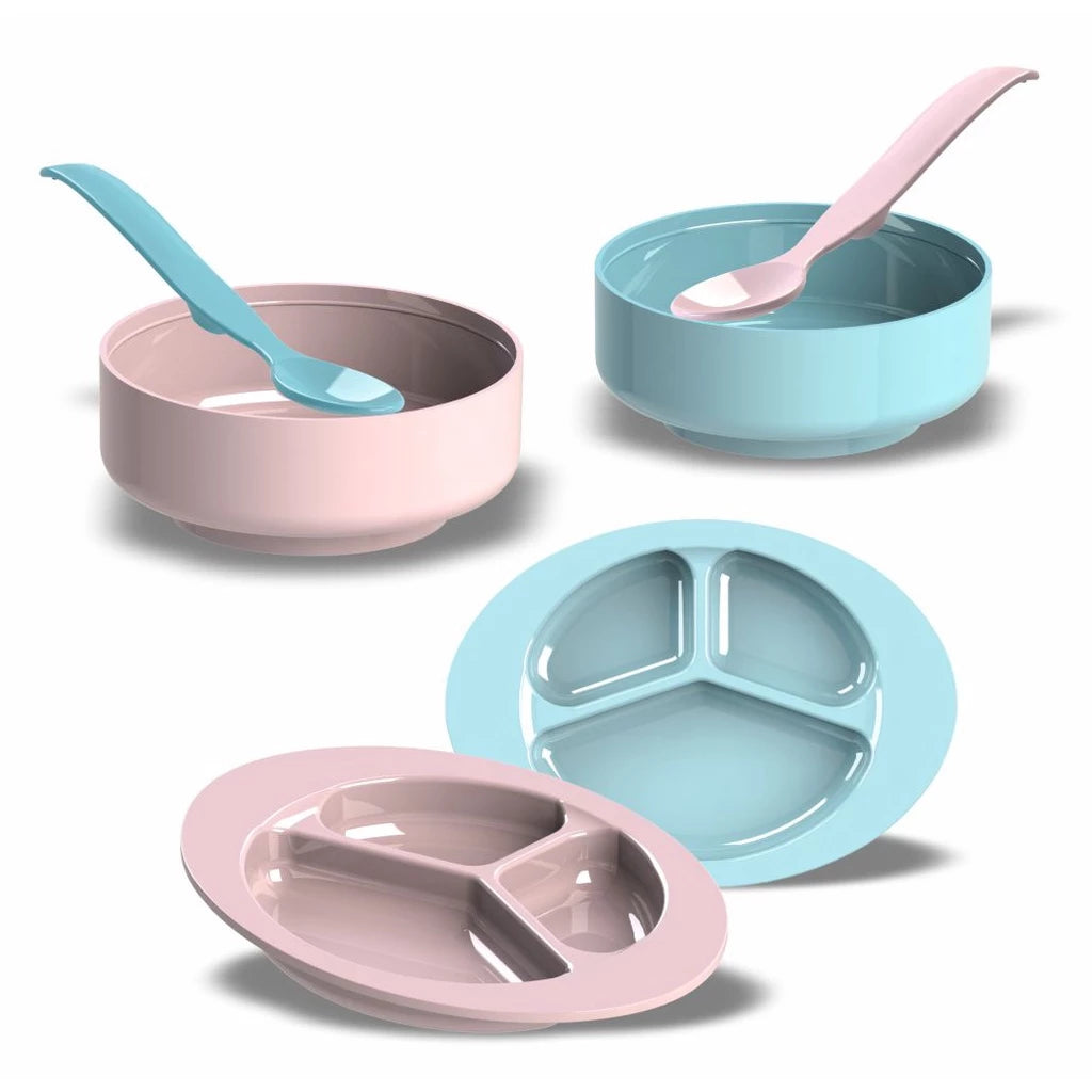 Kit Alimentação Bebê Pratinhos + Potinhos + Talher Infantis 6 Peças