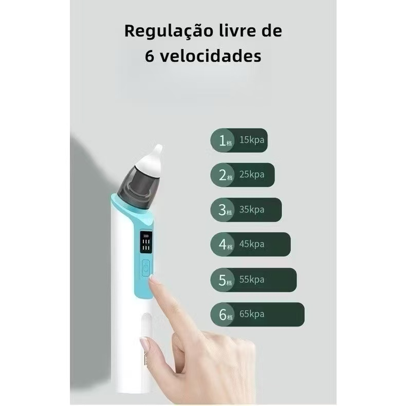 Aspirador Nasal Recarregável Para Bebês Silicone Ajustável Sucção Elétrica Crianças