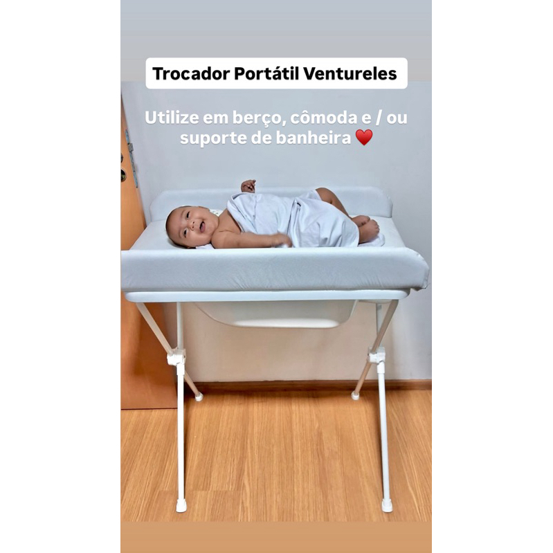 Trocador Portátil Bebê Madeira MDF Baby Soft Para Berço Americano Almofadado Cômoda Porta Banheira Courino Cores Reborn
