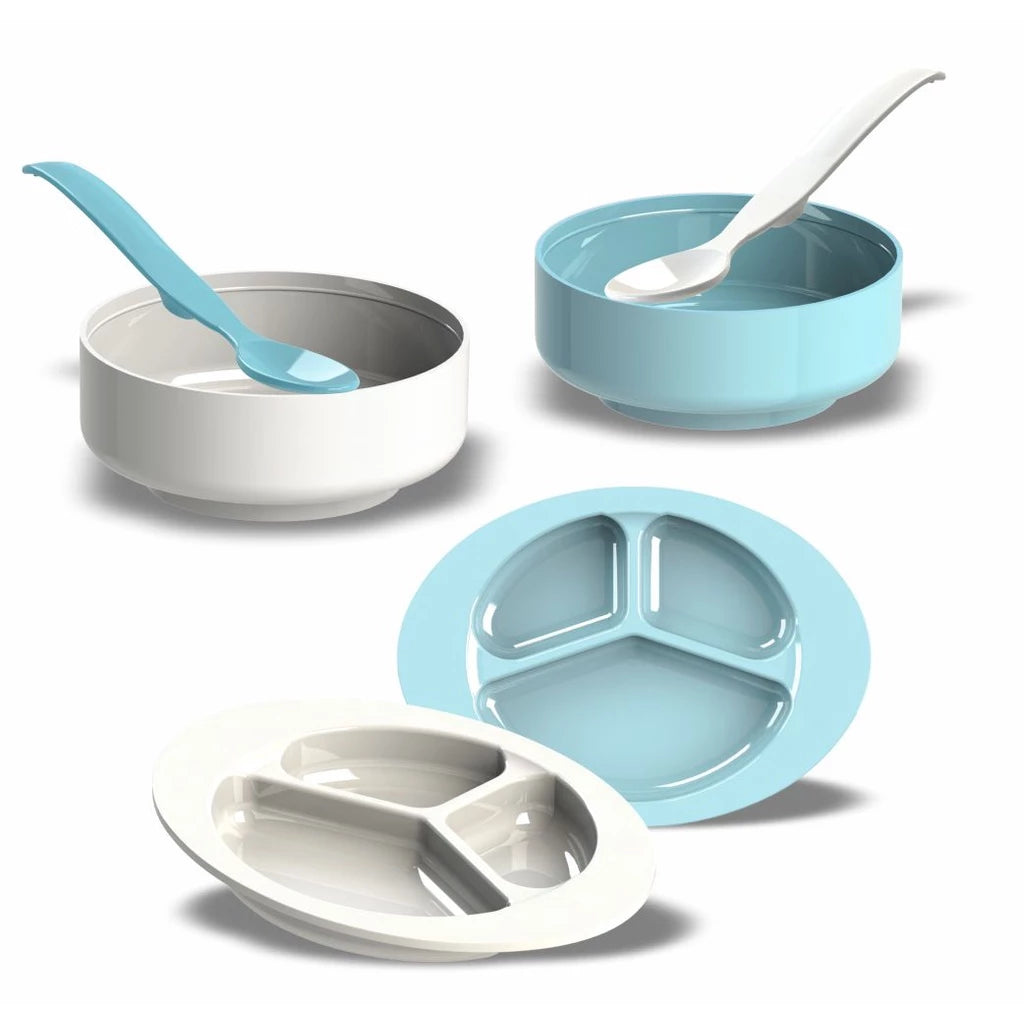 Kit Alimentação Bebê Pratinhos + Potinhos + Talher Infantis 6 Peças