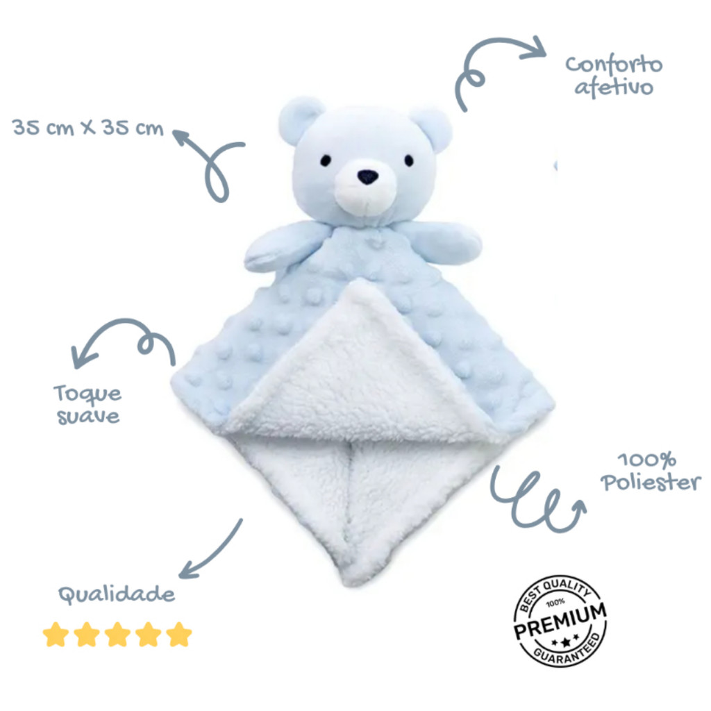 Kit Naninha Bebê Premium Hipoalergênica - Bichinhos Pelúcia Paninho de Dormir - Envio imediato